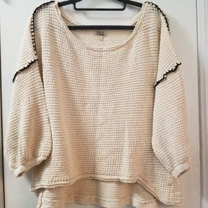 Gimiks shorts sleeve sweater top Size Large ivory/ black size L